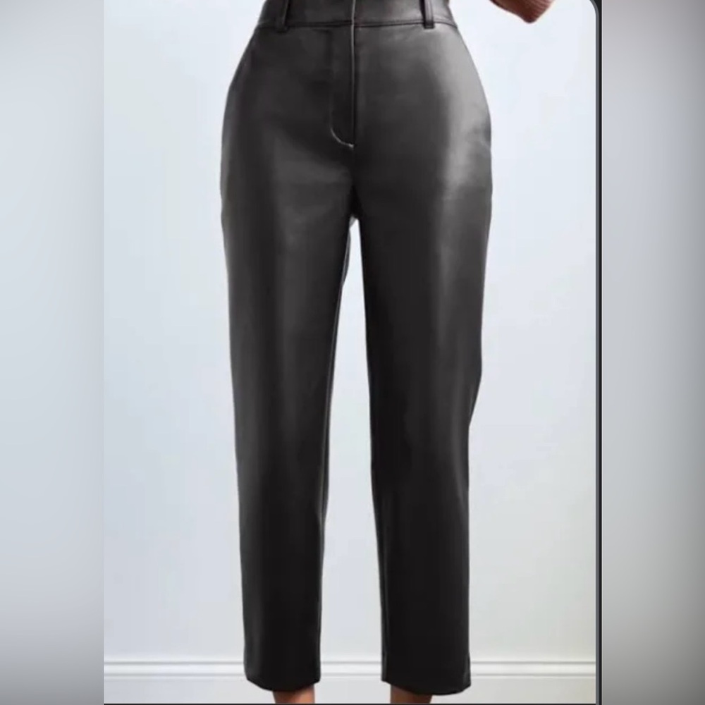 Aritzia Babaton Black Faux Leather Straight Leg Pants